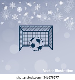 Football gate and ball vector icon. Soccer Sport goalkeeper symbol.