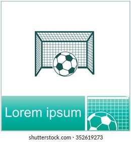 Football gate and ball vector icon. Soccer Sport goalkeeper symb