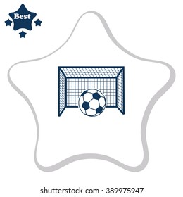 Football gate and ball vector icon. Soccer Sport goalkeeper symbol.