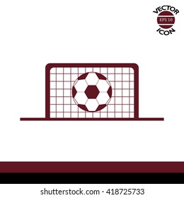 Football gate and ball vector icon. Soccer Sport goalkeeper symbol