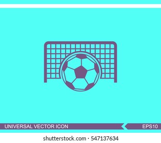 Football gate and ball vector icon. Soccer Sport goalkeeper symbol.