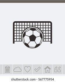 Football gate and ball vector icon. Soccer Sport goalkeeper symbol.