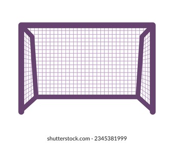 Objeto vector de color semiplano de la puerta de fútbol. Área para patear la pelota. Icono de imagen de clip de caricatura editable sobre fondo blanco. Ilustración de puntos simple para diseño gráfico web