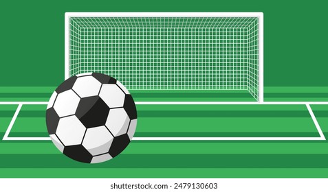 Football gate and Soccer ball,Football field, soccer field .Soccer or Football Championship 2024.Football 2024.Vector 