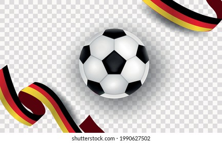 Football Germany, soccer ball and ribbon with Germany flag, vector illustration
