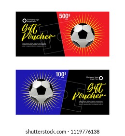Football Gift voucher, Football Coupon template, Football Coupon design template, Soccer Coupon design template