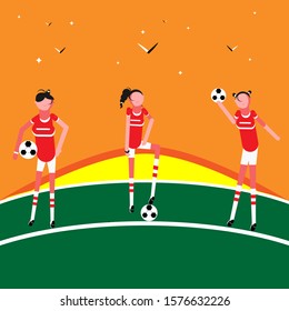 football girls team in stadium