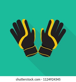 football glove icon in flat style with long shadow, isolated vector illustration on green transparent background