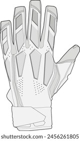 Guantes de fútbol con acolchado protector ilustración técnica diseño Plantilla