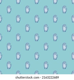 Football gloves seamless pattern engraving. Vintage sport background in hand drawn style. Vector repeated texture for print, fabric, wrapping, wallpaper, tissue.