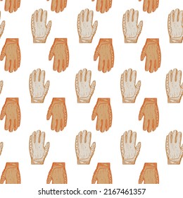 Football gloves seamless pattern engraving. Vintage sport background in hand drawn style. Vector repeated texture for print, fabric, wrapping, wallpaper, tissue.