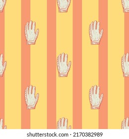 Football gloves seamless pattern engraving. Vintage sport background in hand drawn style. Vector repeated texture for print, fabric, wrapping, wallpaper, tissue.