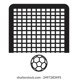 Gol de fútbol e icono de pelota. Ilustración vectorial.