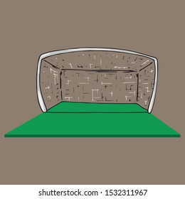 Football goal icon. Vector illustration of football goal with ball. Hand drawn ball near the football goal.