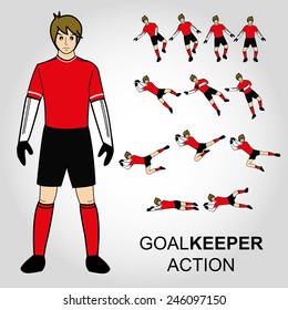 Football, Goal keeper action Vector illustration