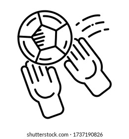 Football goal keeper save - outline icon design - vector illustration