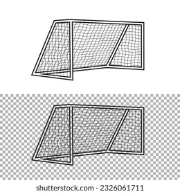 football goal line vector illustration,isolated on white background,side view, editable stroke.