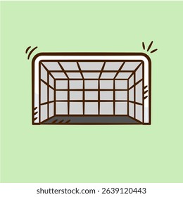 Football goal post equipment hand drawn illustration. Soccer bar net vector icon doodle outline style design.