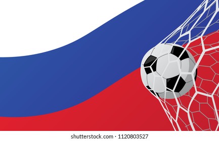 Football goal and Russia Flag