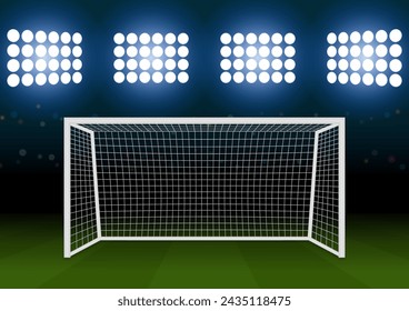 Football Goal or Soccer Goal Post in Stadium. Vector Illustration. 