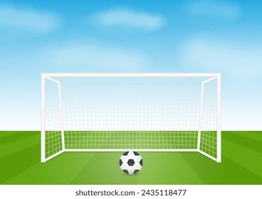 Football Goal or Soccer Goal Post in Stadium. Vector Illustration. 