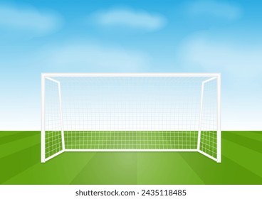 Football Goal or Soccer Goal Post in Stadium. Vector Illustration. 