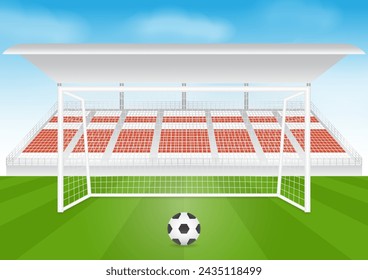 Football Goal or Soccer Goal Post in Stadium. Vector Illustration. 