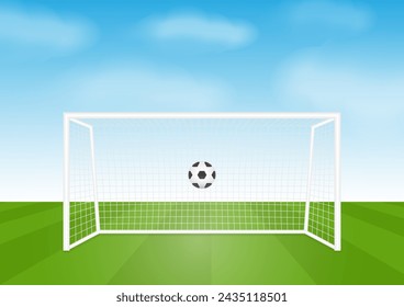 Football Goal or Soccer Goal Post in Stadium. Vector Illustration. 