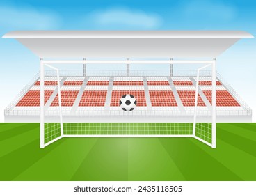 Football Goal or Soccer Goal Post in Stadium. Vector Illustration. 