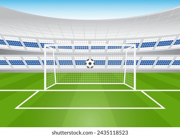 Football Goal or Soccer Goal Post in Stadium. Vector Illustration. 