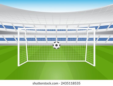 Football Goal or Soccer Goal Post in Stadium. Vector Illustration. 