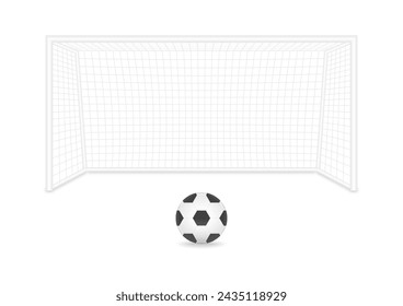 Football Goal or Soccer Goal Post in Stadium. Vector Illustration Isolated on White Background. 