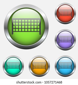 football goal vector icon on color glass buttons