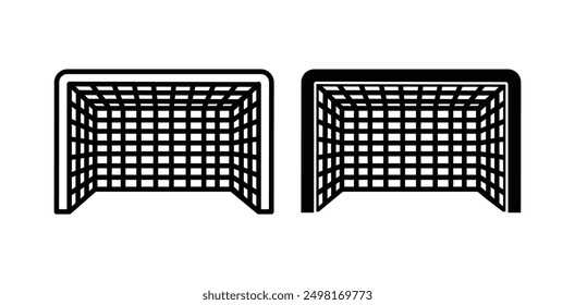 football goal vector icon set in black color.