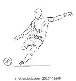 um goleiro de futebol prestes a chutar a bola em preto e branco ilustração linha arte