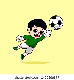 football goalkeeper boy cartoon vector