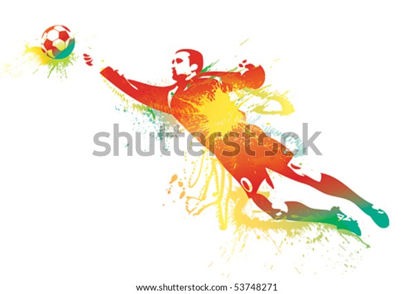 Football Goalkeeper Catches Ball Vector Illustration Stock Vector ...