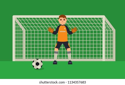 football goalkeeper flat style vector illustration