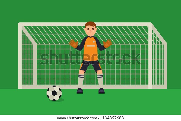 Football Goalkeeper Flat Style Vector Illustration Stock Vector 