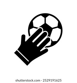 Fußball-Torwart-Handschuh und Ball-Symbol Clip Art einzeln auf weißem Hintergrund, Vektorgrafik. Clip-Art mit Ball-Icon