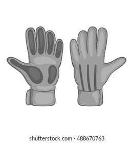 Football goalkeeper gloves icon in black monochrome style isolated on white background. Sport symbol vector illustration