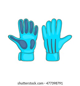 Football goalkeeper gloves icon in cartoon style isolated on white background. Sport symbol