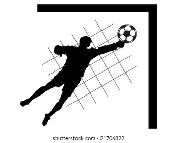 football goalkeeper jumping for ball vector illustration