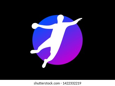 Football goalkeeper kicking ball, soccer player vector silhouette.