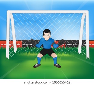 football goalkeeper player cartoon at Football field