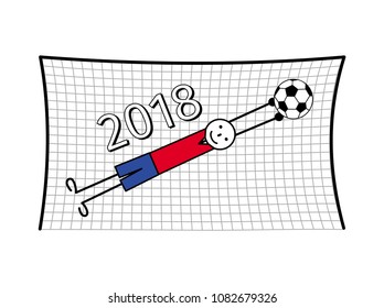 Football goalkeeper. Soccer. Symbolical cartoon figure. Vector graphics.