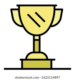Football gold cup icon. Outline football gold cup vector icon color flat isolated
