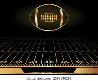 Football Golden Field EPS. American Football Field with Line and Grass Texture. touch downs vector, 3D