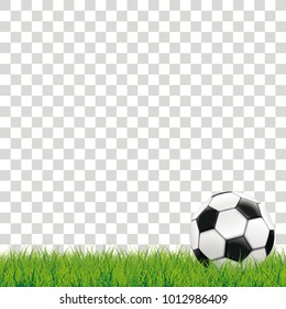 Football in grass on the checked background. Eps 10 vector file.
