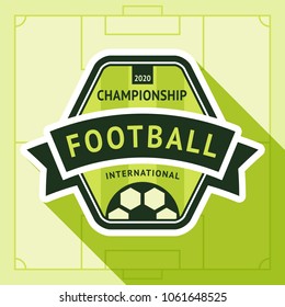 Football green badge, vector illustration on a green background